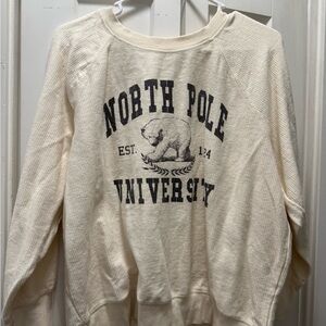 Maurices Cream Crewneck Sweater with Collegiate Design
